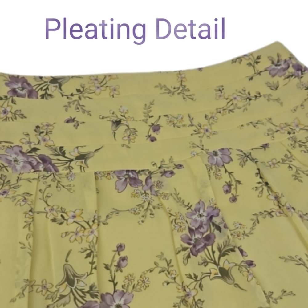 Silk Pastel Iced Yellow & Light Purple Retro Skirt Banana Republic - Picture 2 of 4